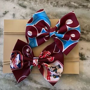 Set of two Philadelphia Phillies baby girl bows
